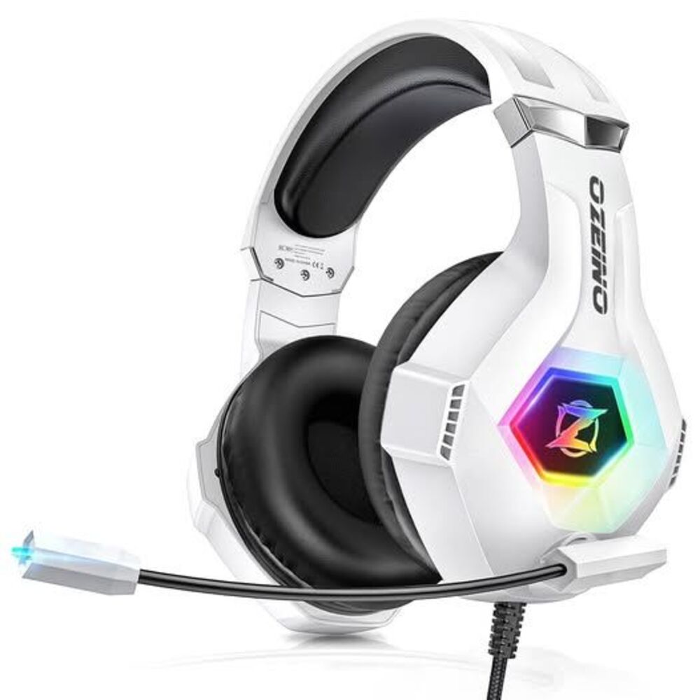 Ozeino Gaming Headset - PC PS4 PS5 Xbox Switch White 7.1 Headphones Noise Cancel